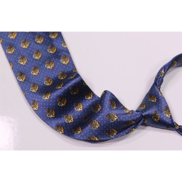 Gianni Versace Vintage 90's Blue/Gold Medusa Geometric Silk Necktie Tie - Picture 6 of 6